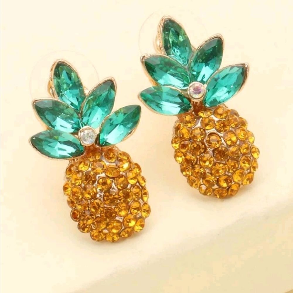 3 for $26 - New Crystal Pineapple Stud Earrings